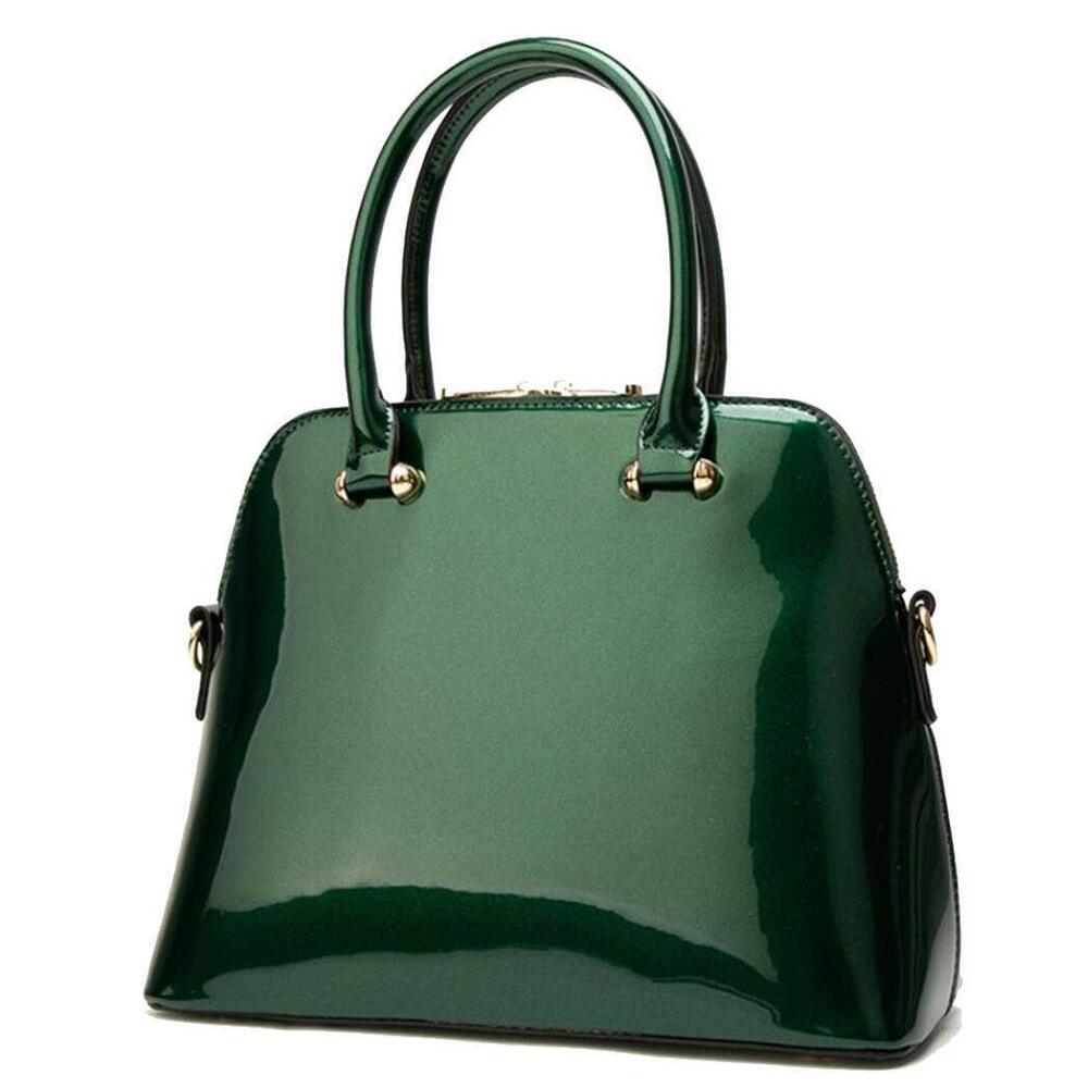 8240 Satchel Purse Lady Shoulder Bag Church Purse Patent Leather Handbag